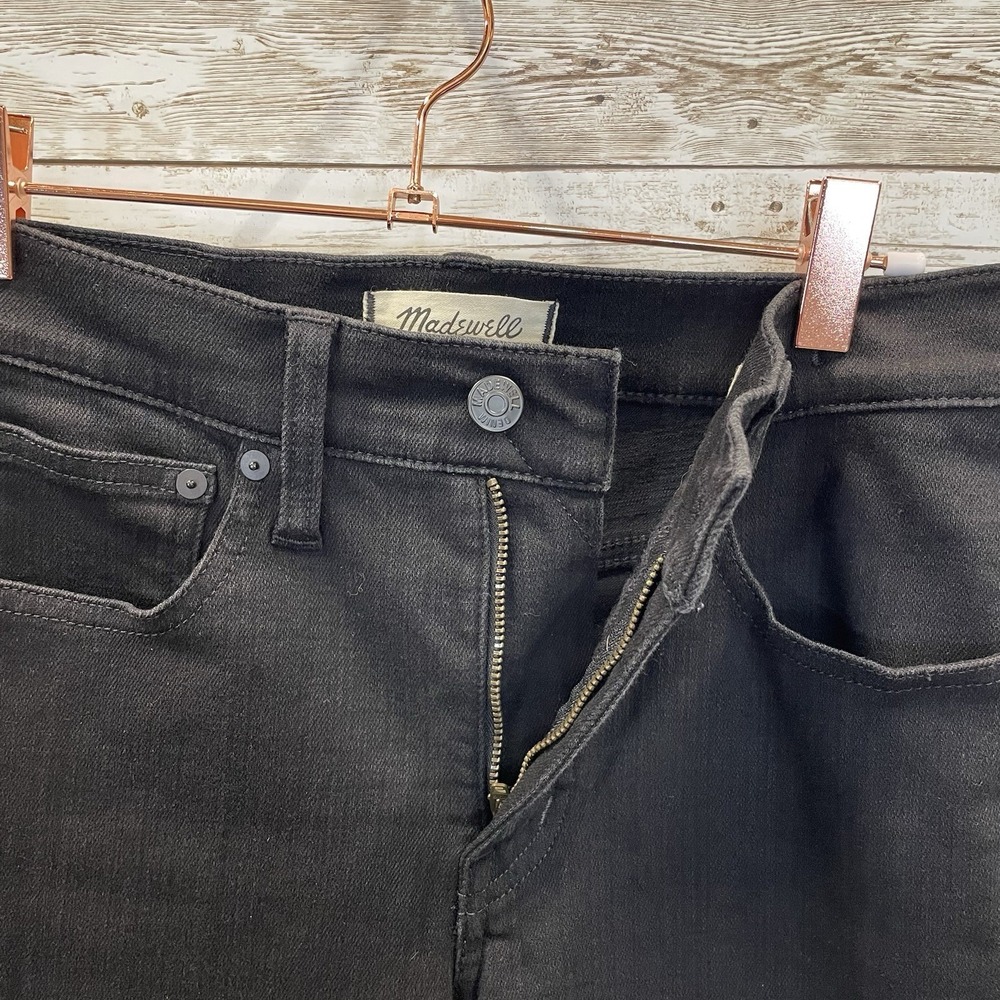 Madewell Womens 26 Jeans Black Denim Mid Rise Kick Out Stretch Cotton Blend - Picture 2 of 11